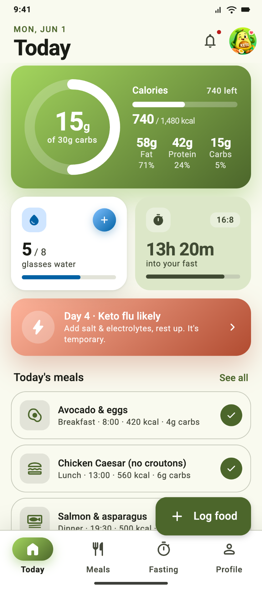 Locarb — Today screen